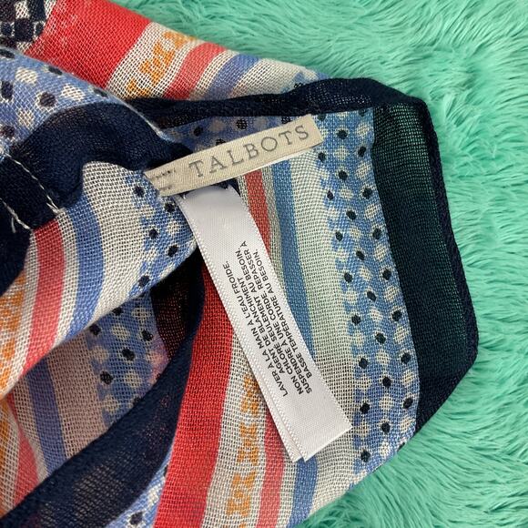 Talbots Multicolor Geometric Striped Square Tube Infinity Scarf 34 x 24 - Picture 5 of 8